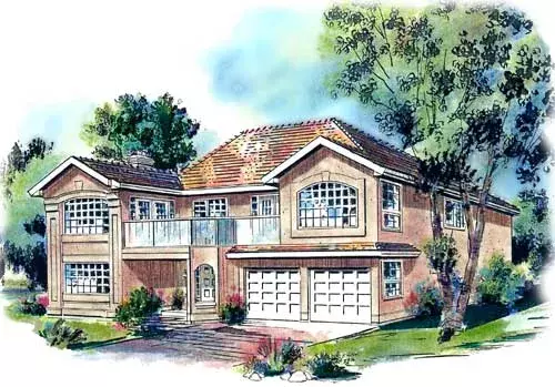 Southwest house plans 40-472 - front exterior, 1,933 sq ft, 3 bed, 2 bath house plans | Monster House Plans