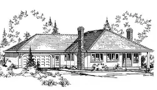 Traditional house plans 40-483 - front exterior, 1,959 sq ft, 3 bed, 2 bath house plans | Monster House Plans