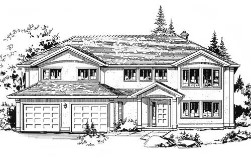 Southwest house plans 40-489 - front exterior, 1,976 sq ft, 3 bed, 2 bath house plans | Monster House Plans