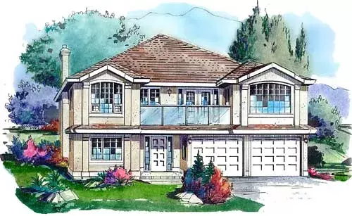 Southwest house plans 40-492 - front exterior, 1,985 sq ft, 3 bed, 2 bath house plans | Monster House Plans