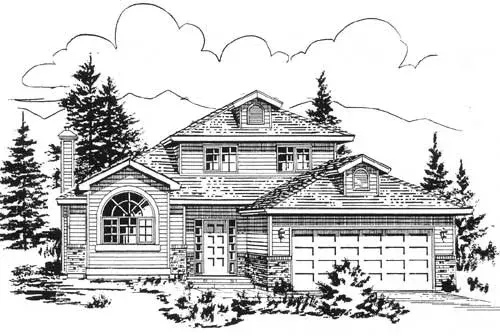 Traditional house plans 40-495 - front exterior, 2,000 sq ft, 4 bed, 2 bath house plans | Monster House Plans
