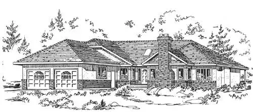 Traditional house plans 40-498 - front exterior, 2,014 sq ft, 3 bed, 2 bath house plans | Monster House Plans