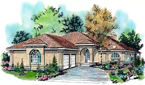 Southwest house plans 40-506 - front exterior, 2,056 sq ft, 2 bed, 2 bath house plans | Monster House Plans