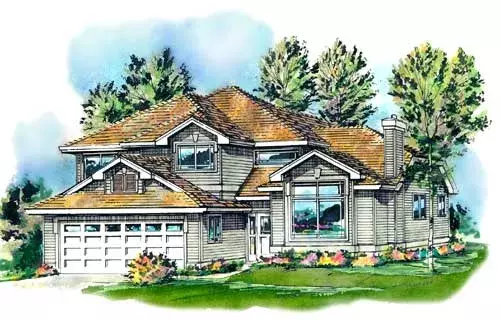 Traditional house plans 40-508 - front exterior, 2,072 sq ft, 4 bed, 2 bath house plans | Monster House Plans