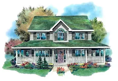 Country house plans 40-512 - front exterior, 2,097 sq ft, 4 bed, 3 bath house plans | Monster House Plans