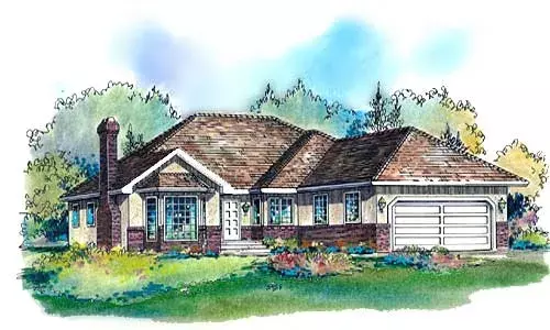Traditional house plans 40-513 - front exterior, 2,100 sq ft, 4 bed, 2 bath house plans | Monster House Plans