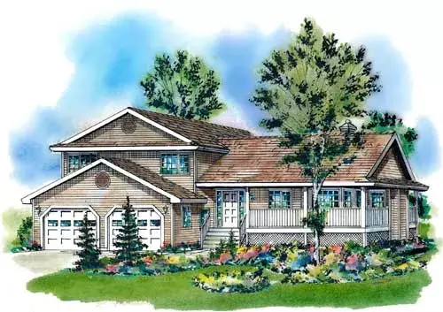 Traditional house plans 40-523 - front exterior, 2,162 sq ft, 5 bed, 2 bath house plans | Monster House Plans