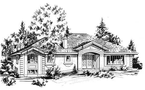 Mediterranean house plans 40-524 - front exterior, 2,178 sq ft, 3 bed, 2 bath house plans | Monster House Plans