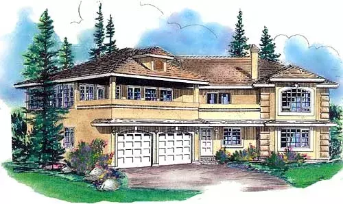 Southwest house plans 40-526 - front exterior, 2,187 sq ft, 2 bed, 2 bath house plans | Monster House Plans