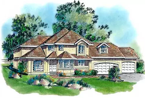 Traditional house plans 40-534 - front exterior, 2,255 sq ft, 4 bed, 2 bath house plans | Monster House Plans