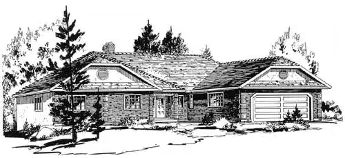 Traditional house plans 40-537 - front exterior, 2,288 sq ft, 4 bed, 2 bath house plans | Monster House Plans