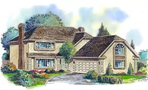 Mediterranean house plans 40-547 - front exterior, 2,376 sq ft, 4 bed, 2 bath house plans | Monster House Plans