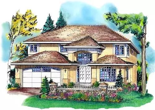 Southwest house plans 40-551 - front exterior, 2,393 sq ft, 3 bed, 2 bath house plans | Monster House Plans