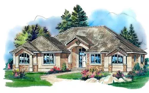 Traditional house plans 40-553 - front exterior, 2,424 sq ft, 3 bed, 2 bath house plans | Monster House Plans