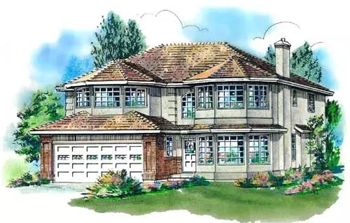Traditional house plans 40-554 - front exterior, 2,428 sq ft, 4 bed, 2 bath house plans | Monster House Plans