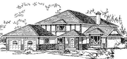 Traditional house plans 40-555 - front exterior, 2,431 sq ft, 4 bed, 2 bath house plans | Monster House Plans
