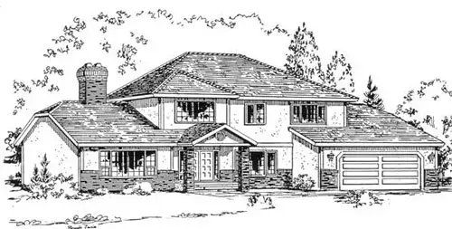 Traditional house plans 40-557 - front exterior, 2,452 sq ft, 3 bed, 2 bath house plans | Monster House Plans