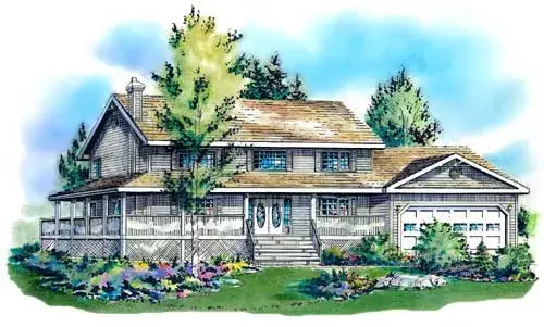 Country house plans 40-570 - front exterior, 2,608 sq ft, 5 bed, 3 bath house plans | Monster House Plans