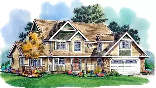 Country house plans 40-571 - front exterior, 2,627 sq ft, 4 bed, 2 bath house plans | Monster House Plans