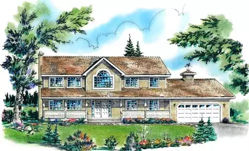 Country house plans 40-577 - front exterior, 2,668 sq ft, 4 bed, 2 bath house plans | Monster House Plans