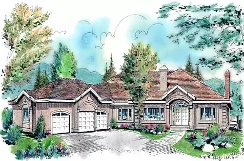 Southwest house plans 40-580 - front exterior, 2,767 sq ft, 2 bed, 2 bath house plans | Monster House Plans