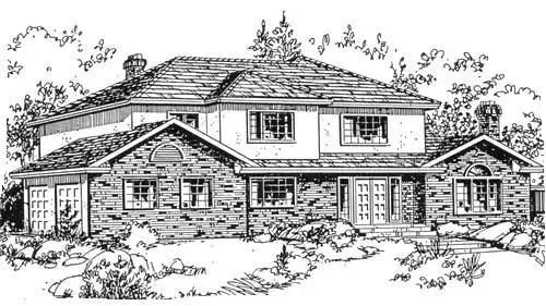 Traditional house plans 40-585 - front exterior, 3,009 sq ft, 4 bed, 2 bath house plans | Monster House Plans