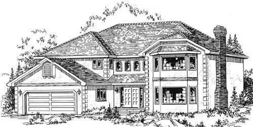 European house plans 40-586 - front exterior, 3,089 sq ft, 4 bed, 3 bath house plans | Monster House Plans