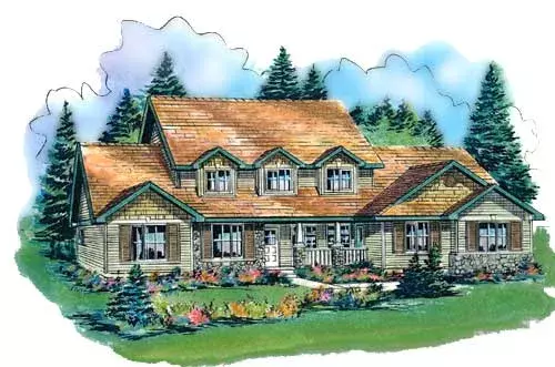 Country house plans 40-587 - front exterior, 3,377 sq ft, 4 bed, 3 bath house plans | Monster House Plans