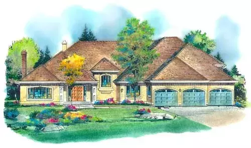Mediterranean house plans 40-590 - front exterior, 4,477 sq ft, 3 bed, 2 bath house plans | Monster House Plans