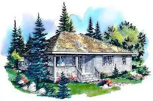 Country house plans 40-597 - front exterior, 1,217 sq ft, 3 bed, 2 bath house plans | Monster House Plans