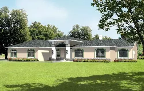 Mediterranean house plans 41-1072 - front exterior, 3,000 sq ft, 4 bed, 2 bath house plans | Monster House Plans