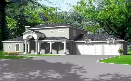 Southwest house plans 41-1078 - front exterior, 3,014 sq ft, 3 bed, 2 bath house plans | Monster House Plans