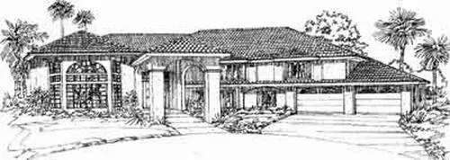 Mediterranean house plans 41-1108 - front exterior, 3,148 sq ft, 4 bed, 4 bath house plans | Monster House Plans