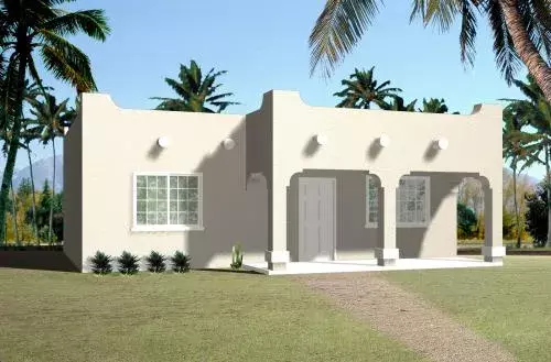 Santa Fe house plans 41-118 - front exterior, 768 sq ft, 1 bed, 1 bath house plans | Monster House Plans
