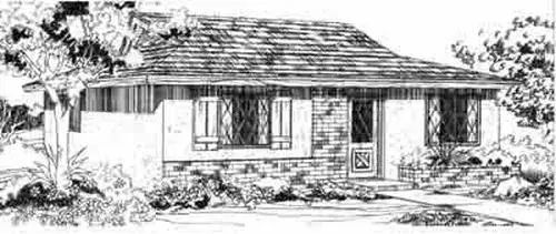 Country house plans 41-119 - front exterior, 778 sq ft, 2 bed, 1 bath house plans | Monster House Plans