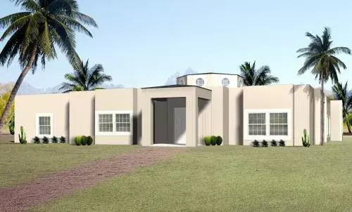 Santa Fe house plans 41-1216 - front exterior, 4,504 sq ft, 5 bed, 3 bath house plans | Monster House Plans
