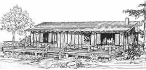 Country house plans 41-127 - front exterior, 864 sq ft, 2 bed, 1 bath house plans | Monster House Plans