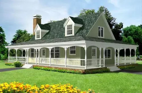 Farmhouse house plans 41-130 - front exterior, 1,700 sq ft, 3 bed, 2 bath house plans | Monster House Plans