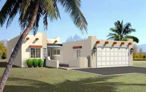 Santa Fe house plans 41-236 - front exterior, 1,093 sq ft, 3 bed, 2 bath house plans | Monster House Plans
