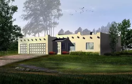 Santa Fe house plans 41-316 - front exterior, 1,174 sq ft, 3 bed, 2 bath house plans | Monster House Plans