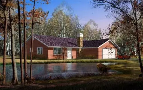 Ranch house plans 41-360 - front exterior, 1,218 sq ft, 4 bed, 2 bath house plans | Monster House Plans