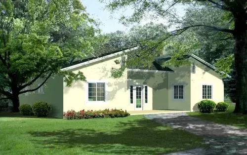 Contemporary house plans 41-375 - front exterior, 1,509 sq ft, 2 bed, 2 bath house plans | Monster House Plans