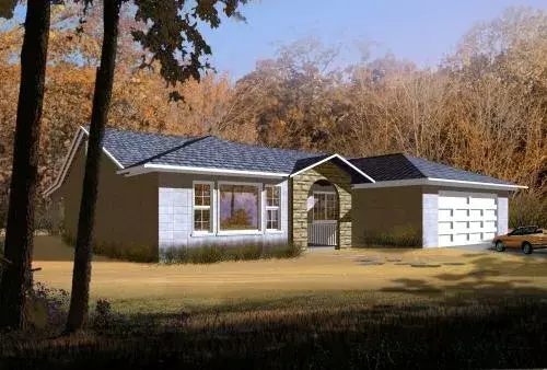 Traditional house plans 41-471 - front exterior, 1,650 sq ft, 4 bed, 2 bath house plans | Monster House Plans