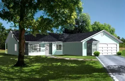 Traditional house plans 41-472 - front exterior, 1,652 sq ft, 4 bed, 2 bath house plans | Monster House Plans