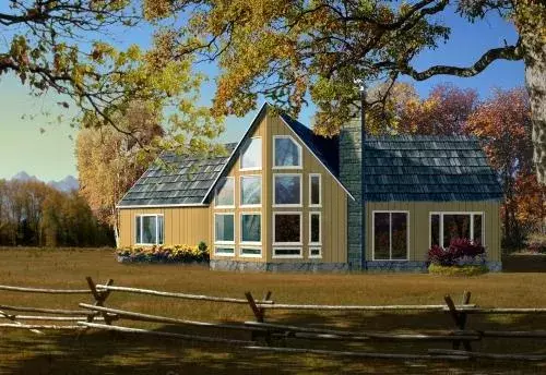 Contemporary house plans 41-513 - front exterior, 1,697 sq ft, 3 bed, 2 bath house plans | Monster House Plans