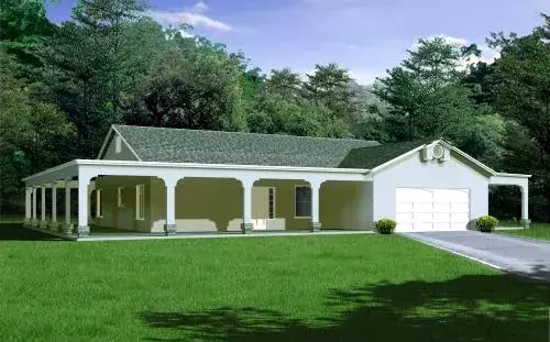 Southwest house plans 41-533 - front exterior, 1,738 sq ft, 3 bed, 2 bath house plans | Monster House Plans