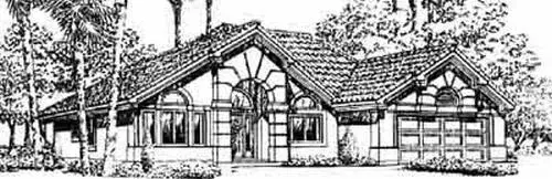European house plans 41-566 - front exterior, 1,810 sq ft, 4 bed, 2 bath house plans | Monster House Plans