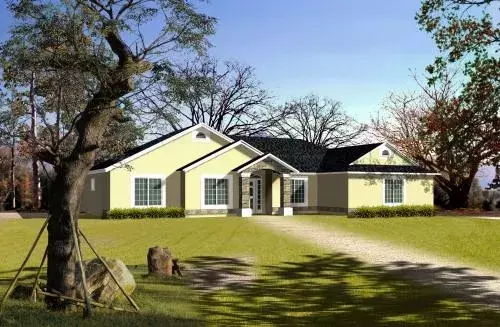 Traditional house plans 41-580 - front exterior, 1,843 sq ft, 4 bed, 2 bath house plans | Monster House Plans