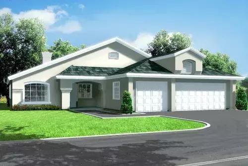 Southwest house plans 41-585 - front exterior, 1,855 sq ft, 3 bed, 3 bath house plans | Monster House Plans