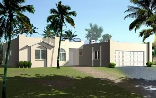 Santa Fe house plans 41-597 - front exterior, 1,870 sq ft, 3 bed, 2 bath house plans | Monster House Plans